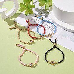 クリア キュービックジルコニア リンク スライダー ブレスレット  女性のためのローマ数字模様ジュエリー  ミックスカラー  内径：5/8~2-1/2インチ（1.5~6.4cm）&nbsp;BJEW-JB08921