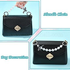 プラスチックビーズの携帯電話ケースビーズチェーン  滑り止め電話フィンガーストラップ  DIYの電話ケースの装飾のための電話グリップホルダー  合金クラスプ付  プラチナ  19cm&nbsp;AJEW-CJ00006