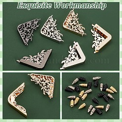 12個6スタイルの合金製バッグ装飾コーナープロテクター  エッジガードプロテクター  ハンドバッグ用 本 アルバム アクセサリー  ミックスカラー  4~4.5x4~4.5cm  2個/スタイル&nbsp;FIND-WR0005-91