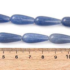 天然ブルーアベンチュリン（染色・加熱）ビーズ連売り  ティアドロップ  20~21x8~9mm  穴：0.8~1mm  約19個/連  15.12~15.31''（38.4~38.9cm）。&nbsp;G-H064-D04-01
