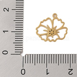 304ステンレスペンダント  レーザー切断  中空の誕生花チャーム  18KGP本金メッキ  2月のすみれ色  13x14x1mm  穴：1.2mm&nbsp;STAS-S139-06G-11