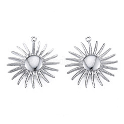 変色しない304ステンレススチールペンダント  花  ステンレス鋼色  28x26x2.5mm  穴：1.2mm&nbsp;LS-STAS-N098-205P