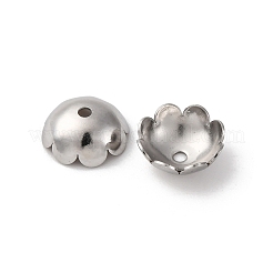 316Lサージカルステンレススチールビーズキャップ  ステンレス鋼色  7.5x3mm  穴：1mm&nbsp;STAS-C125-01B-P