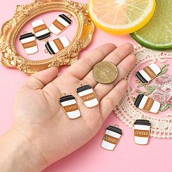 合金エナメルチャーム  ゴールドカラー  単語コーヒーチャーム付きコーヒーカップ  ペルー  30x18x1.5mm  穴：2.2mm&nbsp;ENAM-CJC0002-32G