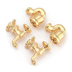 合金フロントバックスタッドピアス  蛇口の形状  ゴールドカラー  15x28x7mm&nbsp;EJEW-B031-01G