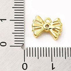 真鍮マイクロパヴェクリアキュービックジルコニアペンダント  ちょう結びのチャーム  ゴールドカラー  8.5x11.5x3mm  穴：1mm&nbsp;ZIRC-P113-03G