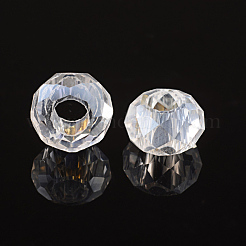 ハンドメイドクリスタルヨーロッパのビーズ  大穴ビーズ  模造オーストリア  多面カット  ロンデル  透明  14x8mm  穴：5mm&nbsp;GPDL21Y-28