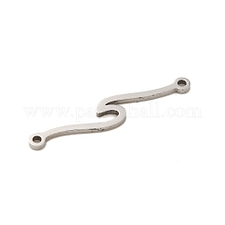 変色しない304ステンレススチール製ウェーブリンクコネクタチャーム  ステンレス鋼色  25.5x4.5x1mm  穴：1mm&nbsp;STAS-S123-03P-05