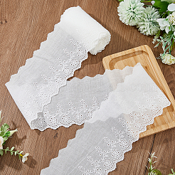 5ヤードの刺繍用花柄コットンリボン  レースのトリム  フローラルホワイト  4-3/8インチ（110mm）&nbsp;OCOR-FH0001-42