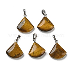 天然石ペンダント  プラチナトーンの真鍮パーツ  ファンチャーム  21~22x19.5~20x5~6mm  穴：6x4mm&nbsp;G-C066-07