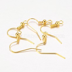 アイアン製ピアスフック  耳ワイヤー  水平ループ付き  カドミウムフリー＆鉛フリー  ゴールドカラー  17~19x0.8mm  穴：2mm  22ゲージ  ピン：0.6mm&nbsp;E135-G
