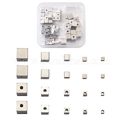 304ステンレススチールビーズ  キューブ  ステンレス鋼色  3~8x3~8x3~8mm  穴：1.6~2mm  100個/箱&nbsp;STAS-TA0001-05P