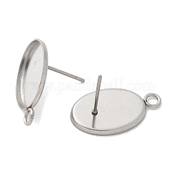 304ステンレススチールスタッドピアス  オーバル  ステンレス鋼色  18x11mm  穴：2mm  ピン：0.7x11mm&nbsp;LS-STAS-C117-07P