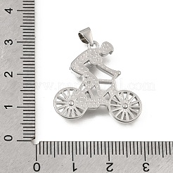 真鍮マイクロパヴェクリアキュービックジルコニアペンダント  人間味あふれる自転車  プラチナ  24.5x25x4mm  穴：4x4mm&nbsp;KK-Z163-08P