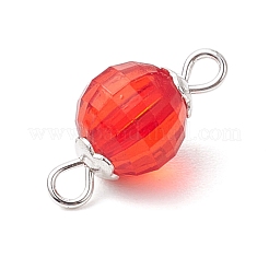 アクリルスクエアカットラウンドリンクコネクタチャーム  銀色メッキの鉄製ダブルループ付き  ミックスカラー  16x8x8mm  穴：2mm&nbsp;PALLOY-JF02781