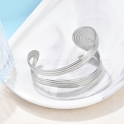 女性用304ステンレススチールカフバングル  ステンレス鋼色  内径：2-3/8インチ（5.9cm）&nbsp;BJEW-B108-02P