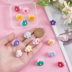 16個 8色の花の樹脂とプラスチックの靴紐バックルクリップ  ミックスカラー  15.7mm  2個/カラー&nbsp;HJEW-HY00150