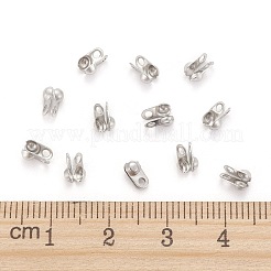 変色しにくい304ステンレススチールボールチープ  カロット終了  クラムシェルノットカバー  ステンレス鋼色  5x2.5mm  穴：1mm  内径：2mm&nbsp;STAS-R063-20