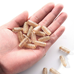 メッキクリアアクリルビーズ  ゴールドライン入り  コラム  透明  21x9x7mm  穴：3.5mm  約100個/袋&nbsp;PACR-YW0001-05