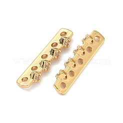 真鍮マイクロパヴェクリアキュービックジルコニアスペーサーバー  18KGP本金メッキ  菱形  19.5x4.5x3mm  穴：1.4mm&nbsp;KK-Z139-11G-03