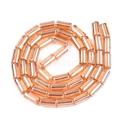 透明電気メッキガラスビーズ連売り  コラム  砂茶色  16x8mm  穴：1.2mm  約48個/連  31.10インチ（79cm）&nbsp;EGLA-N012-08