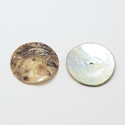 フラットラウンドナチュラルあこやシェルビーズ  マザーオブパールシェルビーズ  キャメル  23x1~1.5mm  穴：1mm  約720個/袋&nbsp;SHEL-N034-08