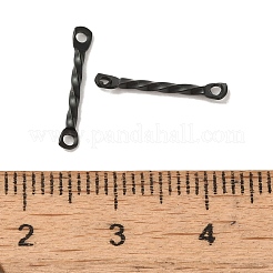 304ステンレススチールコネクタチャーム  ツイストバー  ブラック  15x2x1.2mm  穴：1mm&nbsp;STAS-Q323-02C-B