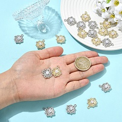 20色フラワー合金ラインストーンペンダント2個  ABSの模造パールと  プラチナ·ゴールデン  21x17.5x6mm  穴：1.9mm  10個/カラー&nbsp;FIND-YW0011-39