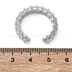 女性用真鍮マイクロパヴェキュービックジルコニアカフオープンリング  カドミウムフリー＆鉛フリー  ラックめっき  長持ちメッキ  プラチナ  5mm  内径：18mm&nbsp;RJEW-C163-07P