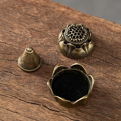 合金製香炉1個  蓮香ホルダー  ホームオフィス茶屋禅仏教用品  アンティークブロンズ  40x40x52mm&nbsp;AJEW-DJ0002-28