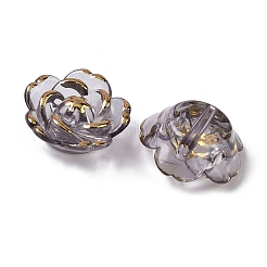 プラスチックビーズ  花  ゴールドライン入り  グレー  18.5x7mm  穴：1.6mm  約511個/500g&nbsp;KY-G032-05C