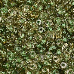 ピカソガラスシードビーズ  丸い穴  ロンデル  ダークシーグリーン  6~6.5x3mm  穴：1.4mm  約2500個/ポンド&nbsp;SEED-N010-01E
