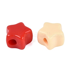 オペークアクリルヨーロピアンビーズ  大穴ビーズ  スター  ミックスカラー  22x21x14.5mm  穴：6mm  約125個/500g&nbsp;OACR-Q203-11