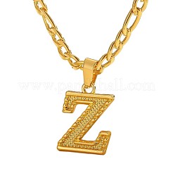 304ステンレススチール製イニシャルペンダントフィガロチェーンネックレス  ゴールドカラー  文字Z  17.72インチ（45cm）&nbsp;FS-WGA645C-26