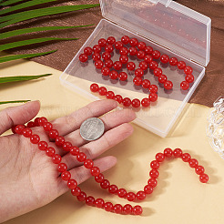 2連売り天然マレーシアジェイドビーズ連売り  染め＆加熱  ラウンド  レッド  8~8.5mm  穴：1.2mm  約48個/連  14.96インチ（38cm）&nbsp;G-TA0003-35B-01