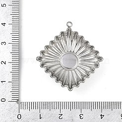 304ステンレスペンダント  プラスチック模造パールと  ひし形チャーム  ステンレス鋼色  35.5x32.5x8.5mm  穴：1.6mm&nbsp;STAS-B092-14P