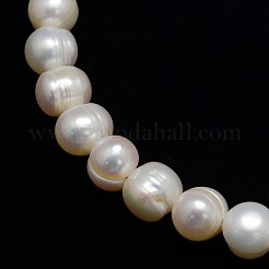 天然養殖淡水パールビーズ連売り  ポテト  乳白色  7~8mm  穴：0.8mm  約46~48個/連  12.6インチ&nbsp;PEAR-L001-C-05