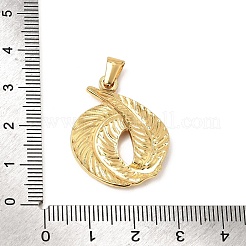 304ステンレスペンダント  羽根の円形チャーム  イオンプレーティング（ip）  ゴールドカラー  29x22.5x2.5mm  穴：4.8x2.3mm&nbsp;SA-CBAF6AD-01G