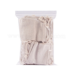 コットンラッピングポーチ巾着袋  長方形  フローラルホワイト  9x8cm  30個/セット&nbsp;ABAG-PH0002-18