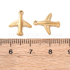 304ステンレスペンダント  イオンプレーティング（ip）  飛行機チャーム  18KGP本金メッキ  14x12x2.5mm  穴：1mm&nbsp;STAS-I330-063G
