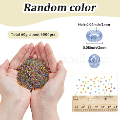 ガラスシードビーズ60g  トランス。光沢の色  ラウンド  ミックスカラー  2mm  穴：1mm&nbsp;SEED-SC0001-64B