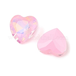 ガラスカボション  多面カット  ハート  パールピンク  10x10x4.5mm  45個/セット&nbsp;GLAA-N0028-08G