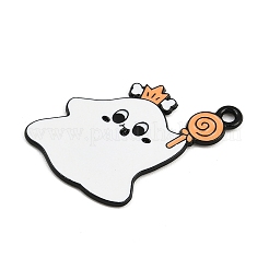 ハロウィンアロイエナメルペンダント  ブラック  ゴースト  28x24x1mm  穴：1.8mm&nbsp;ENAM-P259-01L-EB