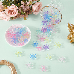 120個透明アクリルビーズ  花  ミックスカラー  25x25x8mm&nbsp;OACR-SC0003-02A