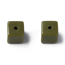 不透明なアクリルビーズ  キューブ  ダークオリーブグリーン  10.5x9.5x9.5mm  穴：2mm  約490個/500g&nbsp;MACR-S373-148-A11