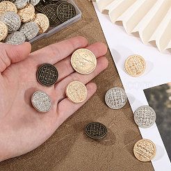 30スタイルの亜鉛合金シャンクボタン3個  1穴  グリッド付きフラットラウンド  ミックスカラー  22x2.5~8mm  穴：2~2.5mm  10個/スタイル&nbsp;FIND-CA0008-90