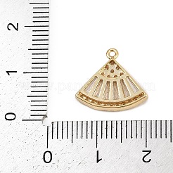 真鍮製マイクロパヴェキュービックジルコニアペンダント  ファン  ゴールドカラー  13x15x2.5mm  穴：1mm&nbsp;LS-KK-S339-07G