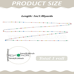 1mステンレススチールアズキチェーン  エナメル  ハンダ付け  ステンレス鋼色  2x2x0.3mmと5x2.5x2mm&nbsp;CHS-LP0001-10