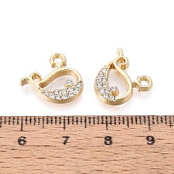 合金&クリスタルラインストーンペンダント  クジラのチャーム  ライトゴールド  14x15x2mm  穴：1.6mm&nbsp;PALLOY-T095-02KCG