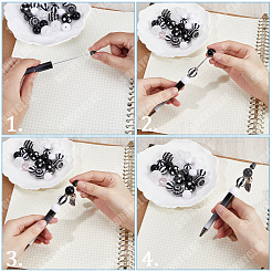 DIY ビーズペン作成キット  アクリルラウンドビーズを含む  タッセルペンダント  プラスチック製のビーズのペン  白黒  126個/袋&nbsp;DIY-SC0023-08